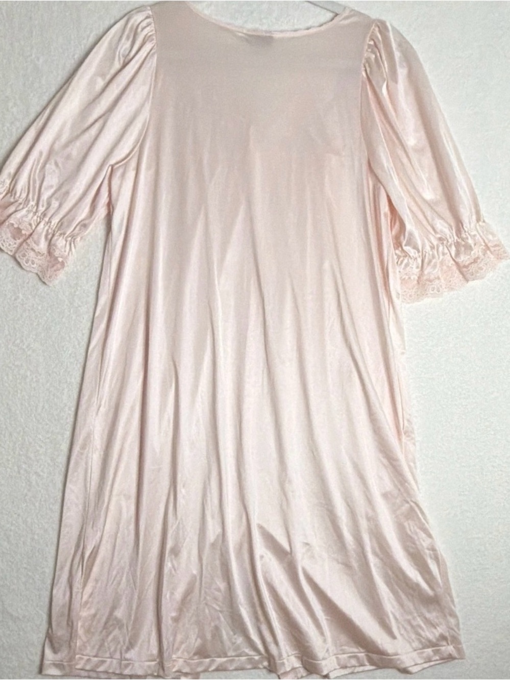 Vintage Pink Nylon Lace Button Front Nightgown | Cottagecore Coquette - Picture 4 of 10